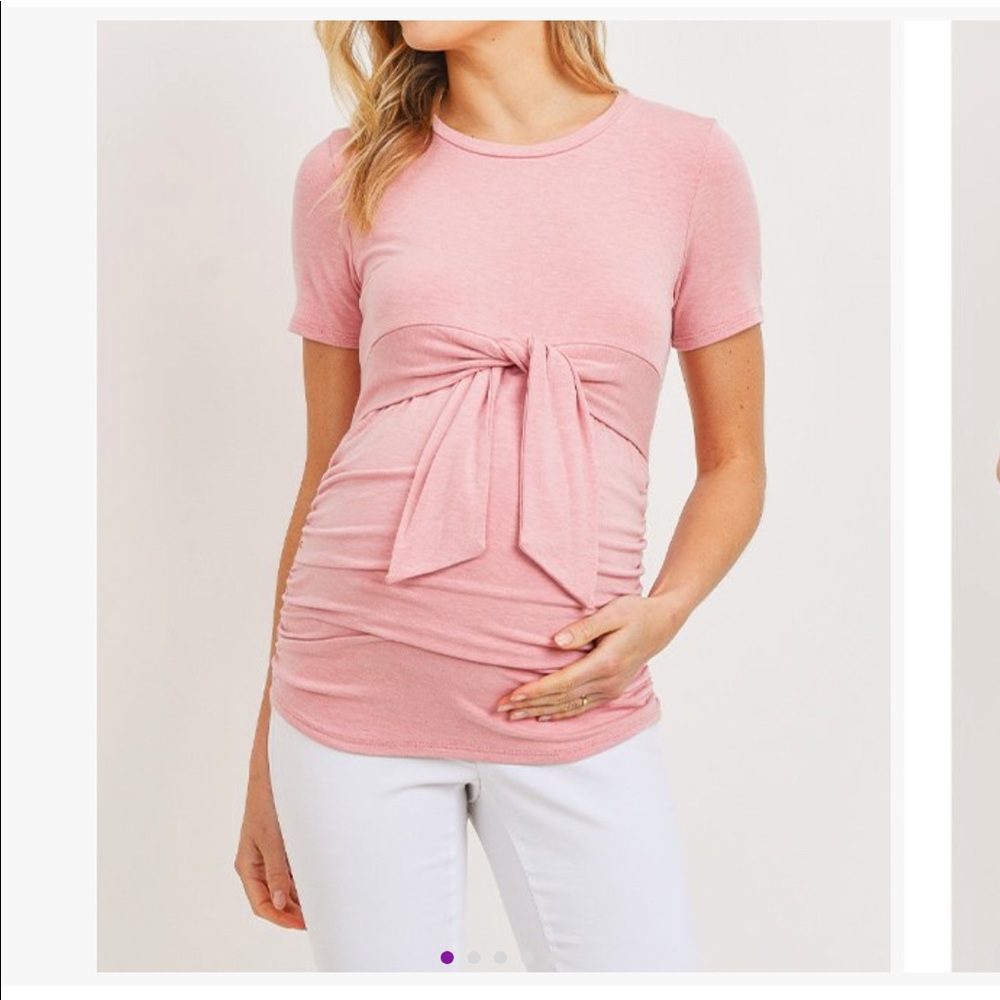 NWOT pinkish coral short sleeve maternity shirt